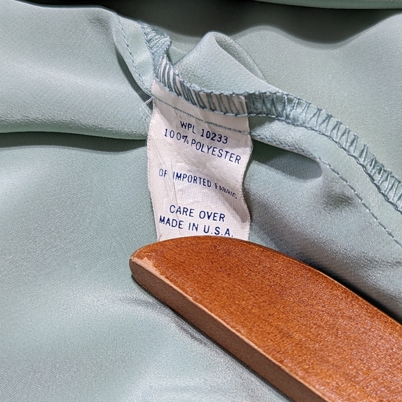 Vintage Light Teal Button Neck Wrap Long Sleeve Size 12 - Picture 5 of 6